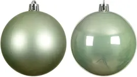 Decoris kunststof kerstbal 10cm matcha groen 4 stuks - afbeelding 2
