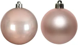Decoris kunststof kerstbal 10cm poederroze 4 stuks - afbeelding 2