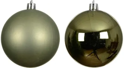 Decoris kunststof kerstbal 10cm rosemarijn 4 stuks - afbeelding 2
