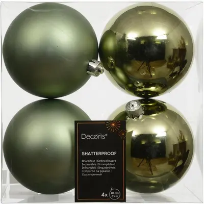 Decoris kunststof kerstbal 10cm rosemarijn 4 stuks - afbeelding 1