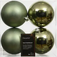 Decoris kunststof kerstbal 10cm rosemarijn 4 stuks - afbeelding 1