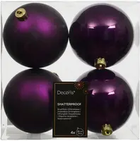Decoris kunststof kerstbal 10cm vijg 4 stuks - afbeelding 1