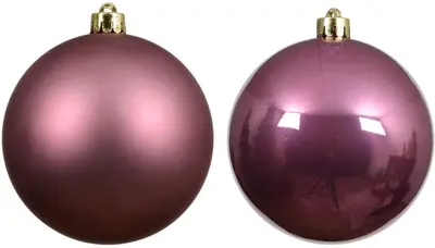 Decoris kunststof kerstbal 10cm vintage roze 4 stuks - afbeelding 2