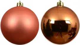 Decoris kunststof kerstbal 10cm warm oranje 4 stuks - afbeelding 2