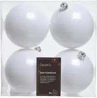 Decoris kunststof kerstbal 10cm winterwit 4 stuks - afbeelding 1