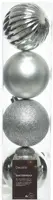 Decoris kunststof kerstbal 10cm zilver 4 stuks - afbeelding 1