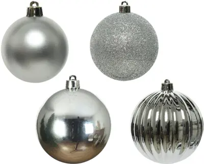 Decoris kunststof kerstbal 10cm zilver 4 stuks - afbeelding 3