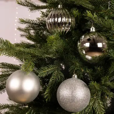 Decoris kunststof kerstbal 10cm zilver 4 stuks - afbeelding 2