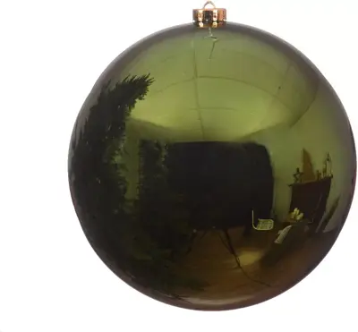 Decoris kunststof kerstbal 14cm dennengroen