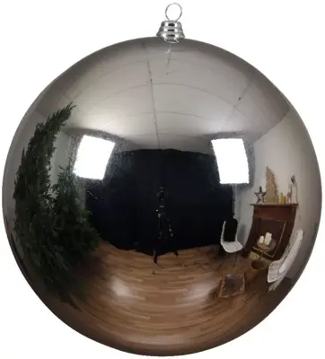 Decoris kunststof kerstbal 20cm zilver