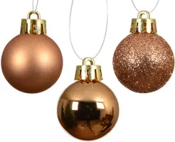 Decoris kunststof kerstbal 3cm brandy 14 stuks - afbeelding 2