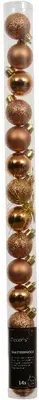 Decoris kunststof kerstbal 3cm brandy 14 stuks - afbeelding 1