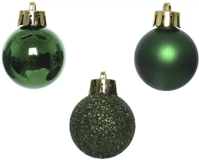 Decoris kunststof kerstbal 3cm dennengroen 14 stuks - afbeelding 2