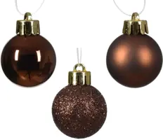 Decoris kunststof kerstbal 3cm espresso 14 stuks - afbeelding 2