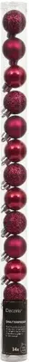 Decoris kunststof kerstbal 3cm festive roze 14 stuks - afbeelding 1