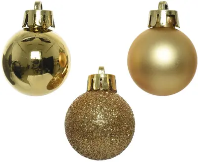 Decoris kunststof kerstbal 3cm licht goud 14 stuks - afbeelding 2