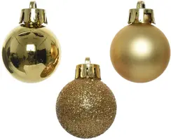 Decoris kunststof kerstbal 3cm licht goud 14 stuks - afbeelding 2