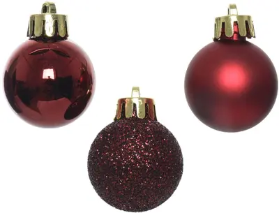 Decoris kunststof kerstbal 3cm ossenbloed 14 stuks - afbeelding 2