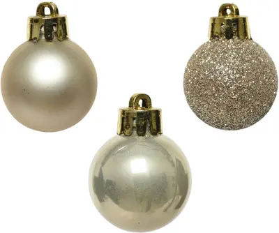 Decoris kunststof kerstbal 3cm parel 14 stuks - afbeelding 2