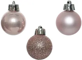 Decoris kunststof kerstbal 3cm poederroze 14 stuks - afbeelding 2