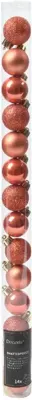 Decoris kunststof kerstbal 3cm pompoen 14 stuks - afbeelding 1