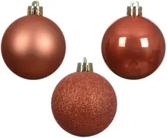 Decoris kunststof kerstbal 3cm pompoen 14 stuks - afbeelding 2