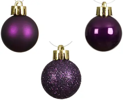 Decoris kunststof kerstbal 3cm vijg 14 stuks - afbeelding 2