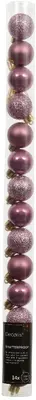 Decoris kunststof kerstbal 3cm vintage roze 14 stuks - afbeelding 1