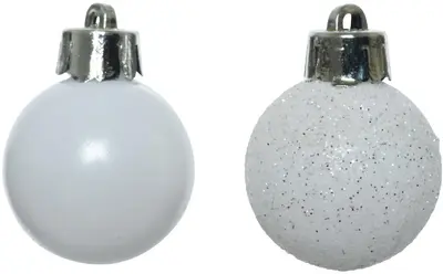 Decoris kunststof kerstbal 3cm winterwit 14 stuks - afbeelding 2