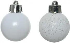 Decoris kunststof kerstbal 3cm winterwit 14 stuks - afbeelding 2