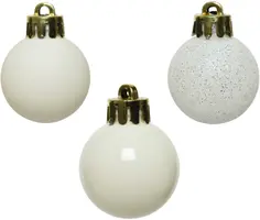 Decoris kunststof kerstbal 3cm wolwit 14 stuks - afbeelding 2