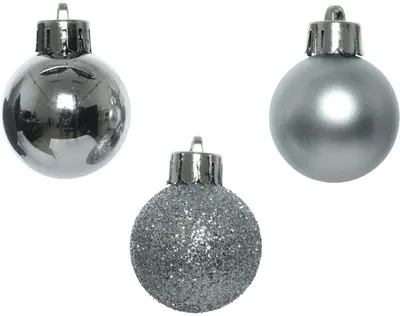 Decoris kunststof kerstbal 3cm zilver 14 stuks - afbeelding 2