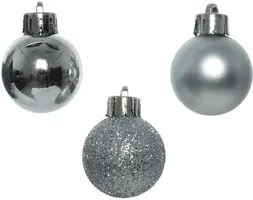 Decoris kunststof kerstbal 3cm zilver 14 stuks - afbeelding 2