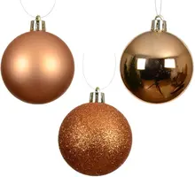 Decoris kunststof kerstbal 6cm brandy 10 stuks - afbeelding 2