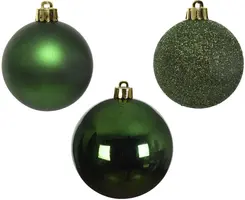 Decoris kunststof kerstbal 6cm dennengroen 10 stuks - afbeelding 2
