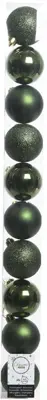 Decoris kunststof kerstbal 6cm dennengroen 10 stuks - afbeelding 1