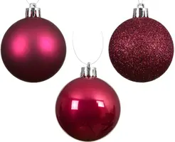 Decoris kunststof kerstbal 6cm festive roze 10 stuks - afbeelding 2