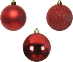 Decoris kunststof kerstbal 6cm kerstrood 10 stuks - afbeelding 2