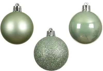Decoris kunststof kerstbal 6cm matcha groen 10 stuks - afbeelding 2