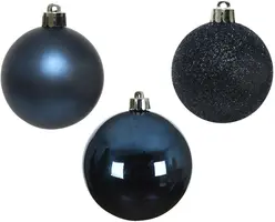 Decoris kunststof kerstbal 6cm nachtblauw 10 stuks - afbeelding 2