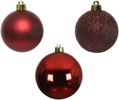 Decoris kunststof kerstbal 6cm ossenbloed 10 stuks - afbeelding 2