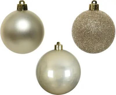 Decoris kunststof kerstbal 6cm parel 10 stuks - afbeelding 2