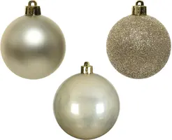 Decoris kunststof kerstbal 6cm parel 10 stuks - afbeelding 2