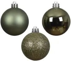 Decoris kunststof kerstbal 6cm rosemarijn 10 stuks - afbeelding 2