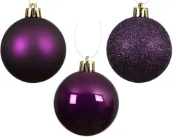Decoris kunststof kerstbal 6cm vijg 10 stuks - afbeelding 2