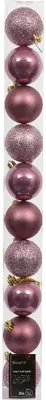 Decoris kunststof kerstbal 6cm vintage roze 10 stuks - afbeelding 1