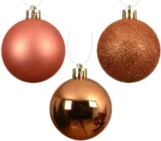 Decoris kunststof kerstbal 6cm warm oranje 10 stuks - afbeelding 2