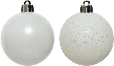 Decoris kunststof kerstbal 6cm winterwit 10 stuks - afbeelding 2