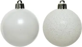 Decoris kunststof kerstbal 6cm winterwit 10 stuks - afbeelding 2