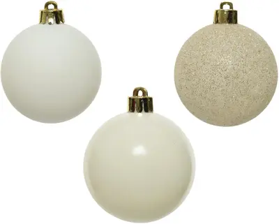 Decoris kunststof kerstbal 6cm wolwit 10 stuks - afbeelding 2